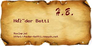 Héder Betti névjegykártya